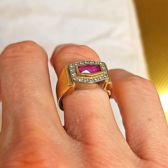 Pink Sapphire and Diamond Ladies Ring - Size 6 - Picture 8 of 10